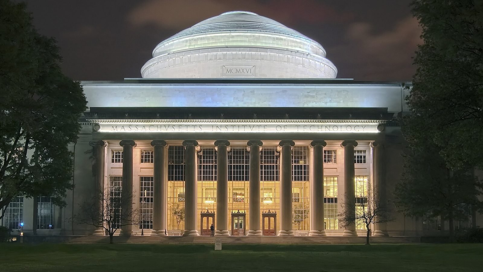 MIT Great Dome lit at night